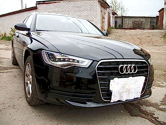 Фото Audi A6, ремонт алюминиевого капота путем выправления и аргонной сварки, замена алюминиевого крыла, замена бампера. Покраска капота, крыла, бампера. Стоимость ремонта 29500р